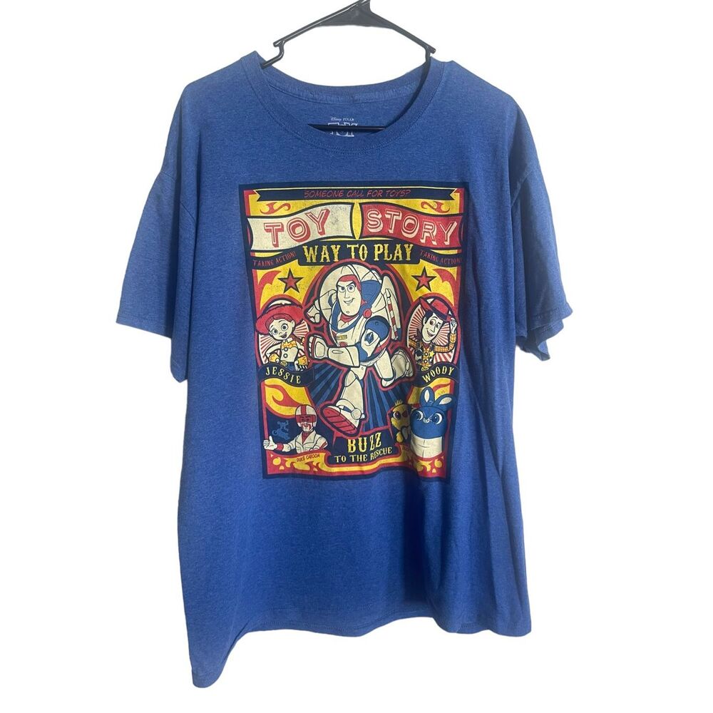 Disney Pixar Men's Blue Toy Story 4 Way To Play Short Sleeve T-Shirt Size Large